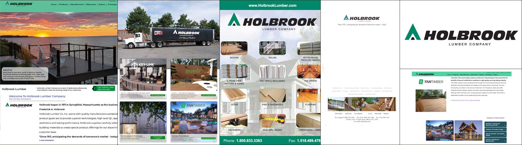 Holbrook Lumber website design, line card design, note pads, collateral materials, website and development projects and more creative marketing concepts