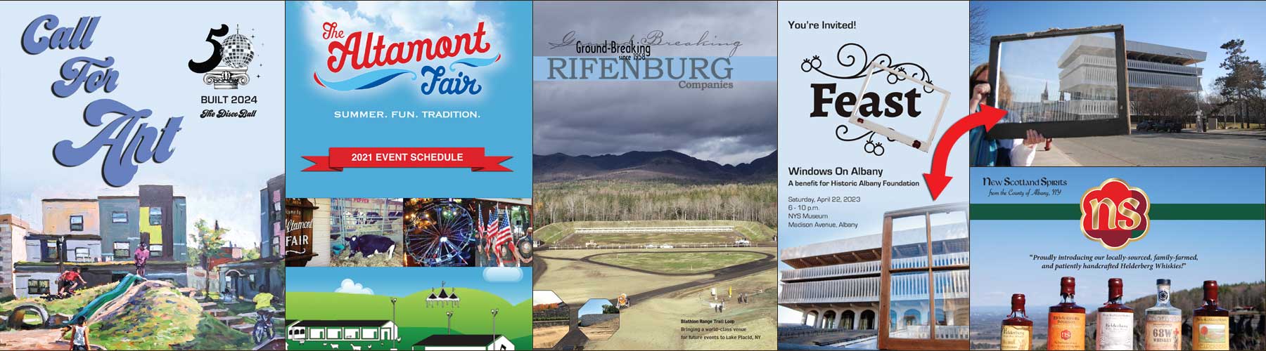 This Tri-Fold Brochure with a six panels landscape layout, using the NYS Thruway as a back drop in photography