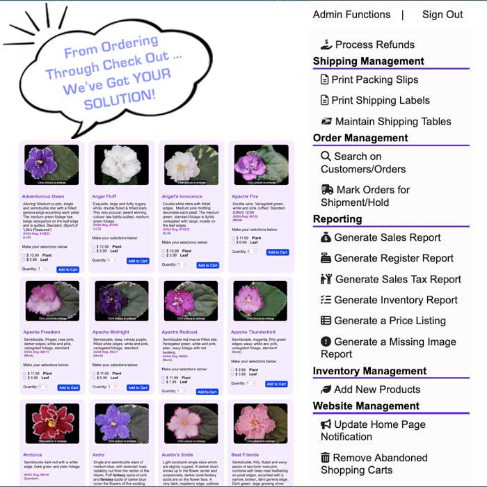 Custom e-Commerce ordering system with Lyndon Lyon Greenhouses, Inc. of Dolgeville, NY