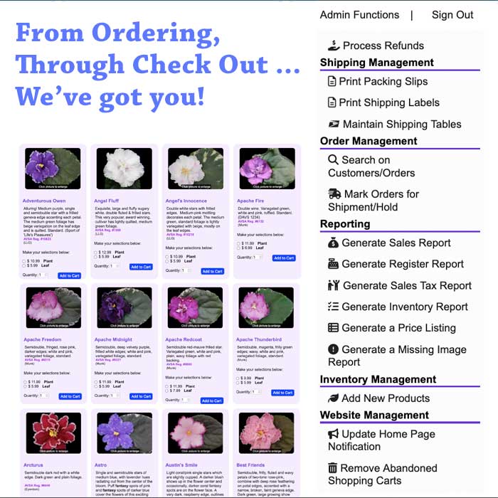 Custom e-Commerce ordering system with Lyndon Lyon Greenhouses, Inc. of Dolgeville, NY